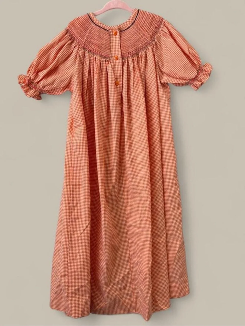 Girls 7 Orange Smocked Halloween Dress